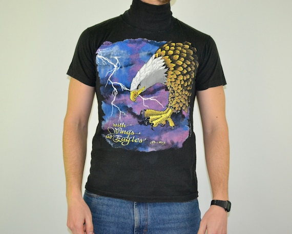 90s vintage Eagle shirt Size Medium vtg black Thunder tee (Harley, Habitat, Navajo, Southwestern, heritage)