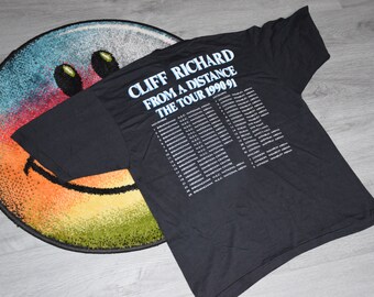 90s Vintage Cliff Richard Shirt Size Medium Vtg Black From a