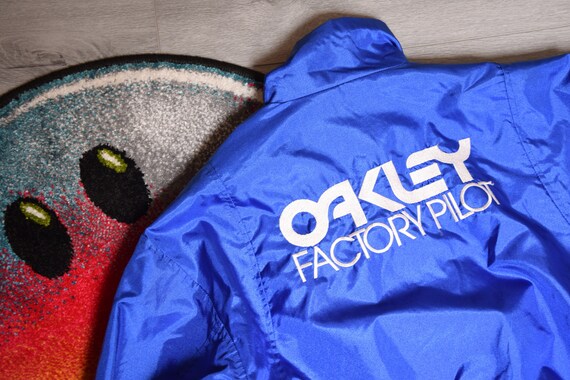 90s Vintage Oakley Jacket Size Medium Vtg Blue Surf Rave Factory Pilot Bomer Jkt Sz M (Quicksilver, Bad Boy, Maui,Stussy, Body Glove, Mambo)
