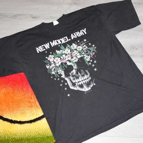 90er Vintage New Model Army Shirt Gr.X Large vtg Lords of Chaos promo Single stitch rock tee Sz XL (Alternative Metal Shirt, vtg band shirt)