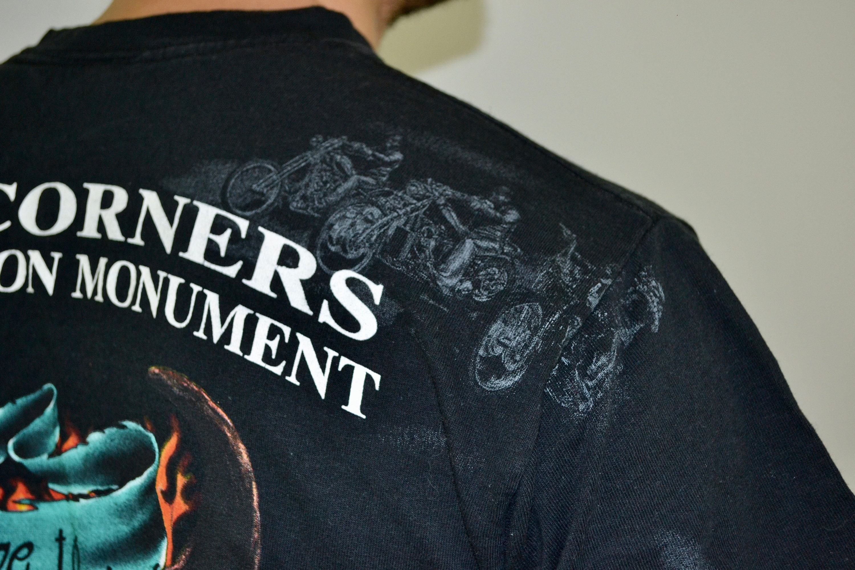 [ひーろ ] THE SHINZONE - EAGLE TEE 90s Vintage Eagle Shirt Size Medium Vtg All Over Print Black