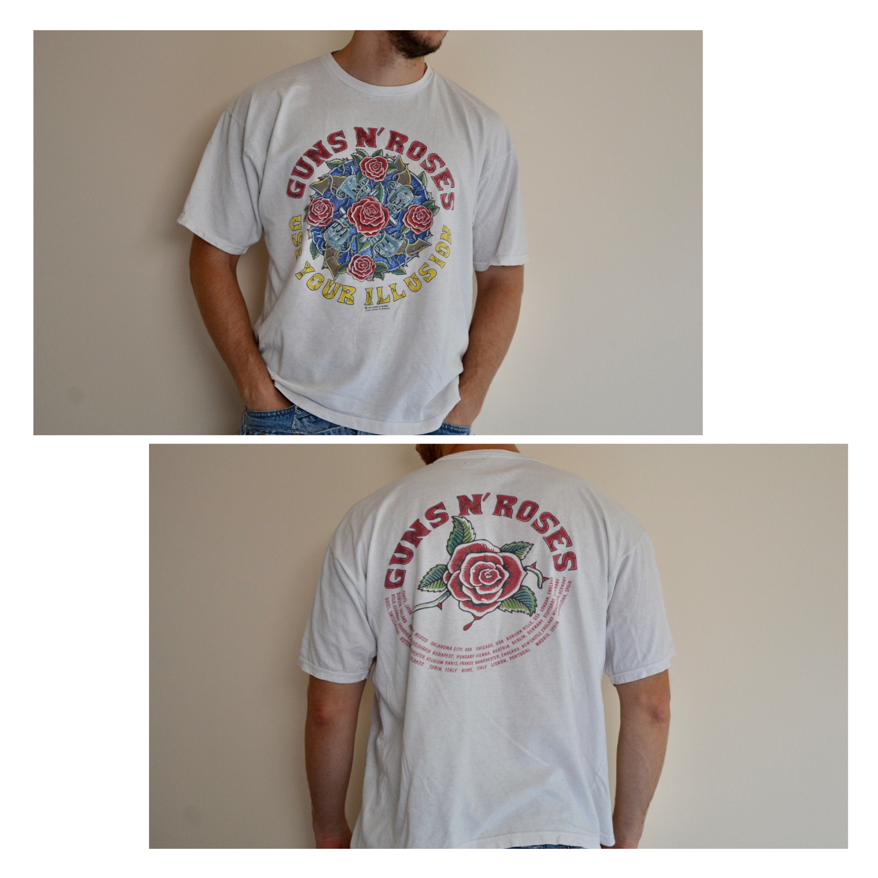 90s Vintage Guns N Roses Shirt Size X Large Vtg White Rock - Etsy