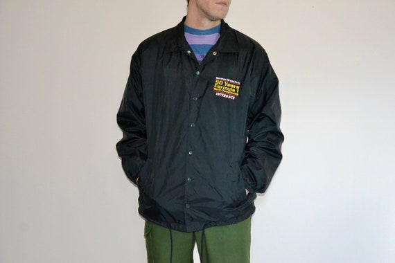 90s vintage Formula 1 jacket Size Large vtg black… - image 1