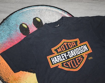 90s vintage Harley Davidson shirt Size X Large vtg black 3d emblem motorcycle tee Sz XL (vtg Wild Hog, spell out)