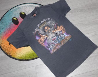 90s Vintage Harley Davidson Wizard Shirt Size Large Vtg Faded 3d