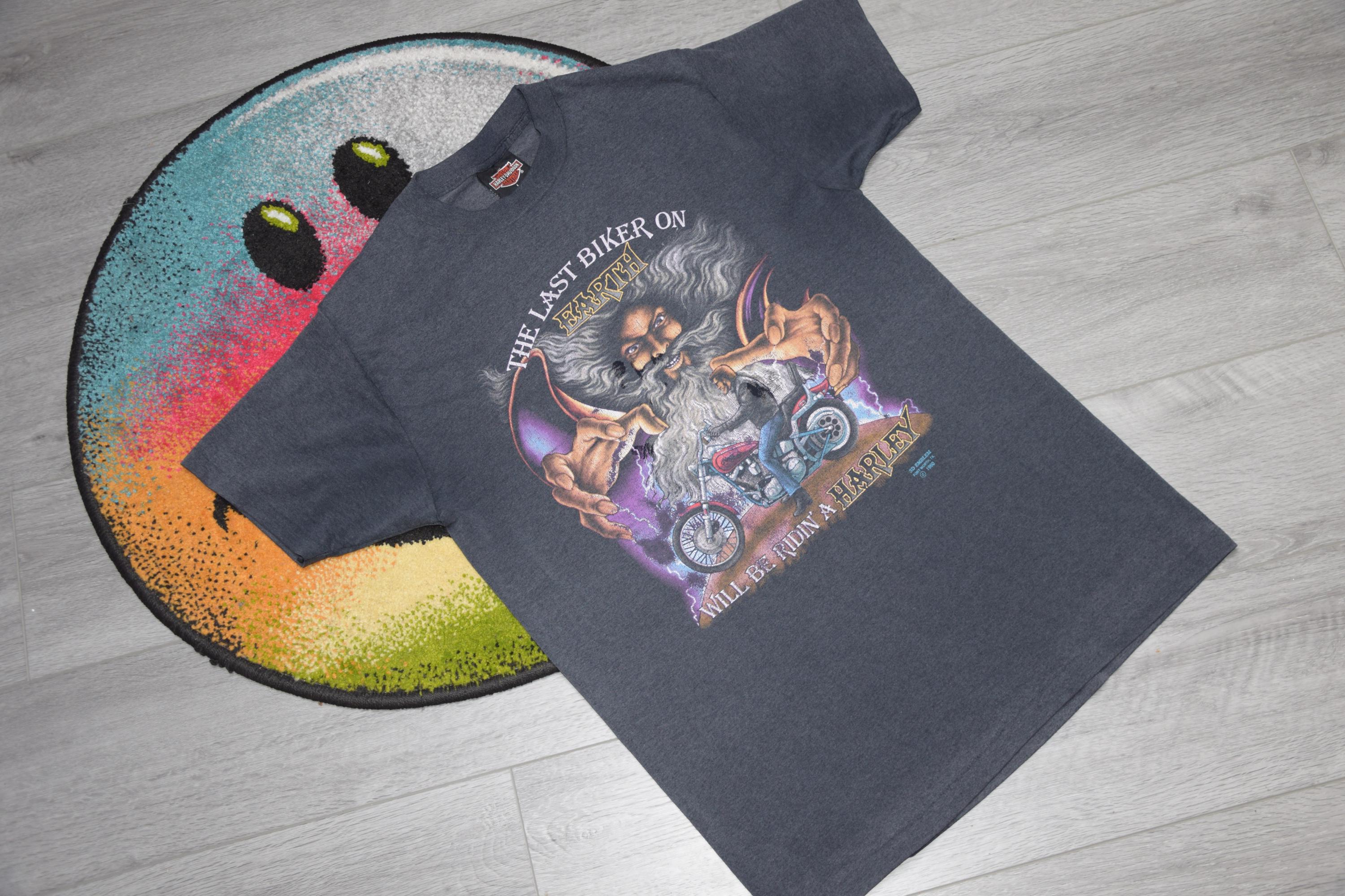 90s Vintage Harley Davidson Wizard Shirt Size Large Vtg Faded 3d