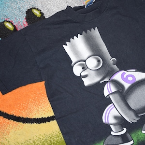 90s vintage Simpsons shirt Size Medium Vtg black cartoon promo tee Bart Simpson Sz M (90s fashion shirt, nostalgic gift)