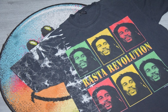 90s Vintage Bob Marley Shirt Size X Large Vtg Tie Dye Black