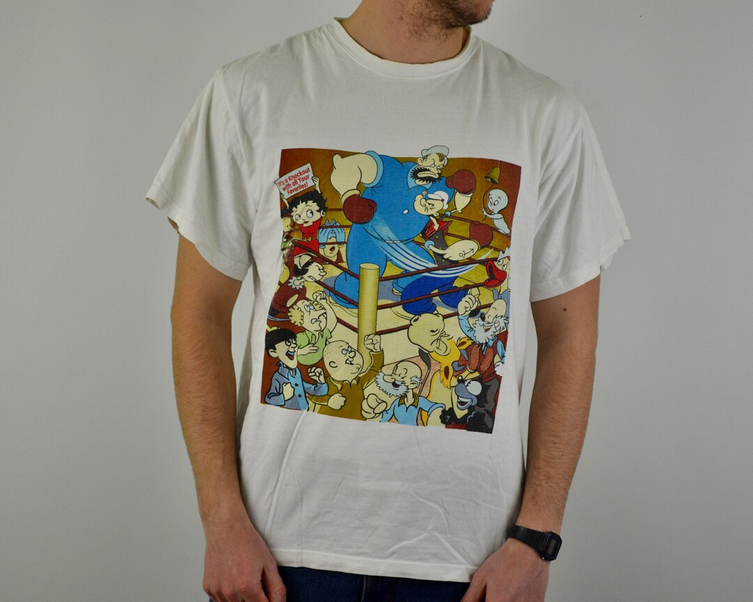 90s Vintage Old Cartoons Shirt Size XL Vtg White Popeye Tee - Etsy