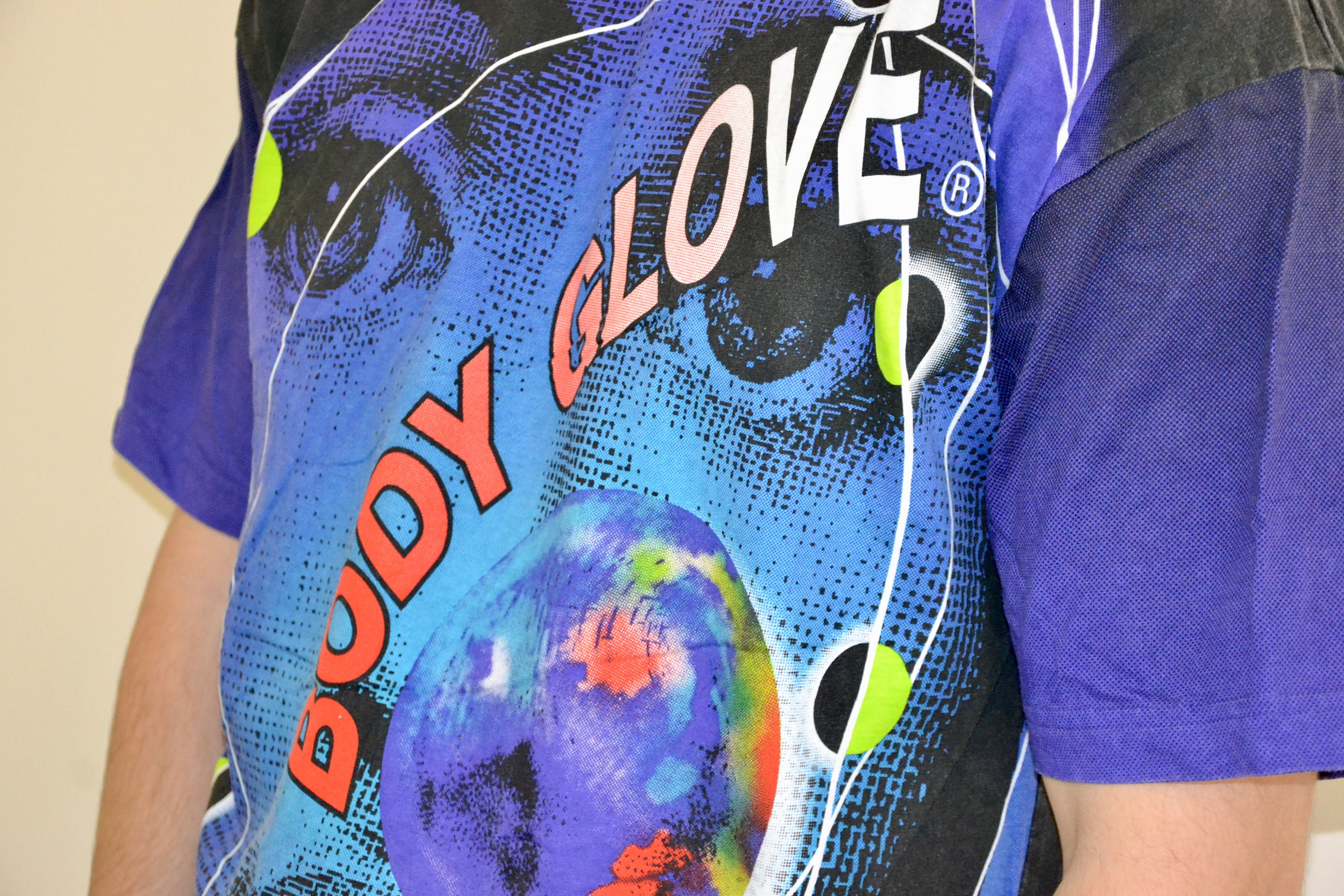 90s Vintage Body Glove Shirt Size X Large Vtg Blue All Over Print