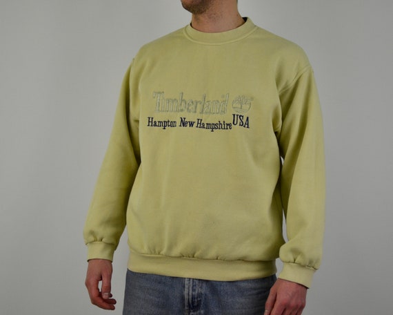 90s Vintage Timberland Sweatshirt Size Large XL Vtg Sand Yellow