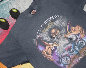 90s vintage Harley Davidson Wizard shirt Size Large vtg faded 3d emblem motorcycle Last Biker tee Sz L