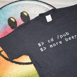 Vintage funny geek shirt Size Large vtg black  IT corporation pub beer funny phrase tee Sz L (vintage PC shirt)