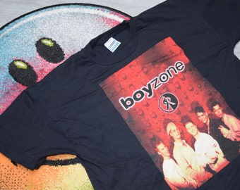 90s Vintage  Boyzone shirt Size X Large vtg black pop rock band tee Sz XL