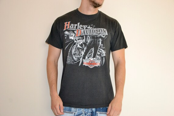 新品　digne huge T vintage black 80s Vintage Harley Davidson Shirt Size X Large Vtg Black 3d