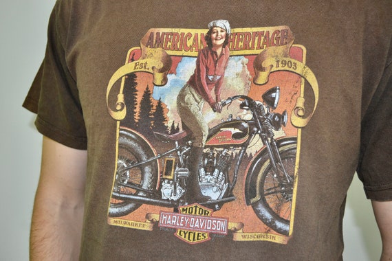 【90s】Harley Davidson big T-shirt old 90s Vintage Harley Davidson Shirt Size Medium Vtg Faded