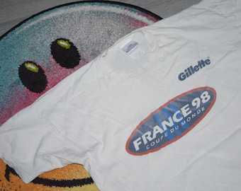 90s vintage France 98 soccer shirt Size X Large Vtg white  football tee Sz XL