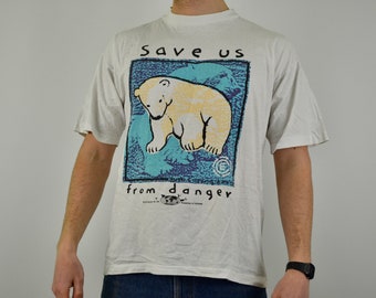 90s vintage Peta shirt Size XL vtg white Protection of animals tee (IFAW,Greenpeace, Green Power, Global Nest, ecology, recycling,WWF, Peta)