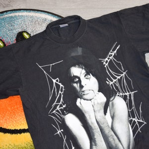 90s vintage Alice Cooper shirt Size Medium vtg black glam rock band tee Sz M (vintage metal tee, vtg band shirt)
