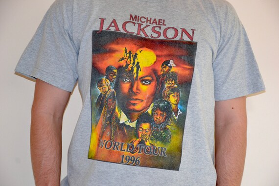 90s Vintage Michael Jackson Shirt Size X Large Vtg Gray World Tour