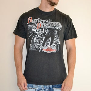 80s vintage Harley Davidson shirt Size X Large vtg black 3d emblem motorcycle tee Sz XL Single stitch(vtg Wild Hog thunder,vintage Eagle tee