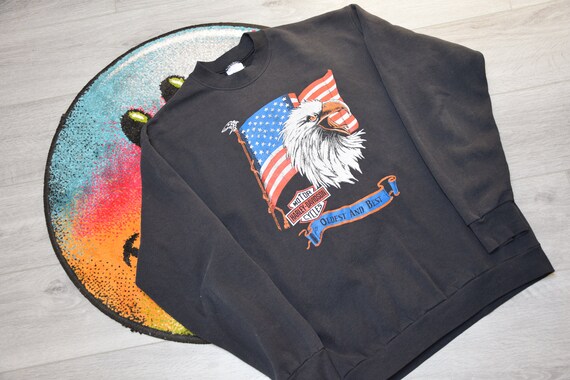 90s Vintage Harley Davidson Sweatshirt Size Large Vtg Black Erich