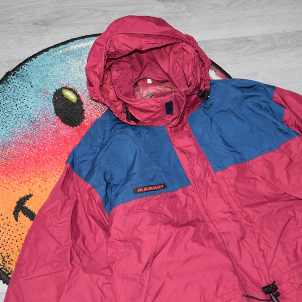 Jaren '90 Vintage Mammut jas Maat Medium Vtg rood trekking weerbestendig jkt Sz M (vintage TNF, Gorpcore, vtg bergjas, vintage outdoor)