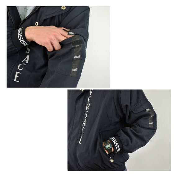 Vintage VERSACE jacket Size Medium Vtg black luxu… - image 3