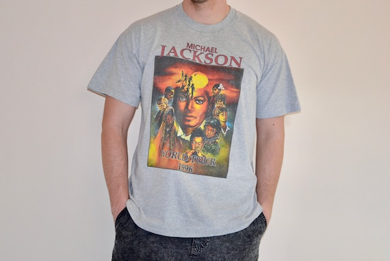 90s Vintage Michael Jackson Shirt Size X Large Vtg Gray World Tour