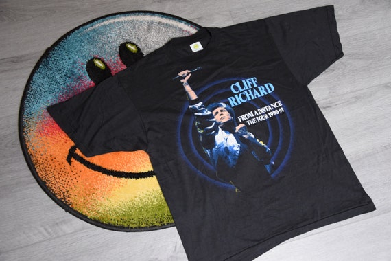 90s Vintage Cliff Richard Shirt Size Medium Vtg Black From a