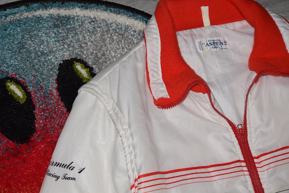 90s vintage Formula 1 jacket Size Medium vtg white red racing jkt (World Champion, F1 jacket)