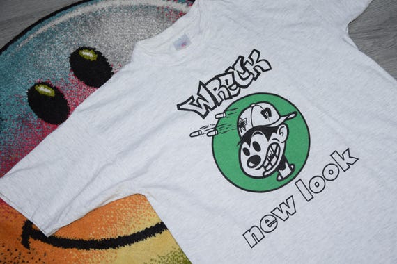 90s Vintage Nervous Records Shirt Size Medium Vtg White Wreck New