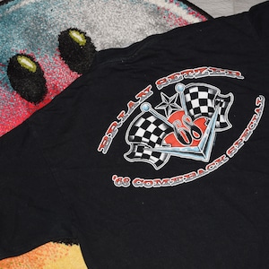 Camiseta vintage de Brian Setzer, talla mediana, negra, estilo rockabilly, de gira de rock, de la banda de rock.