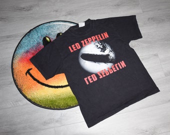 Vintage Led Zeppelin Shirt Size Large Vtg Faded Black Rock Band