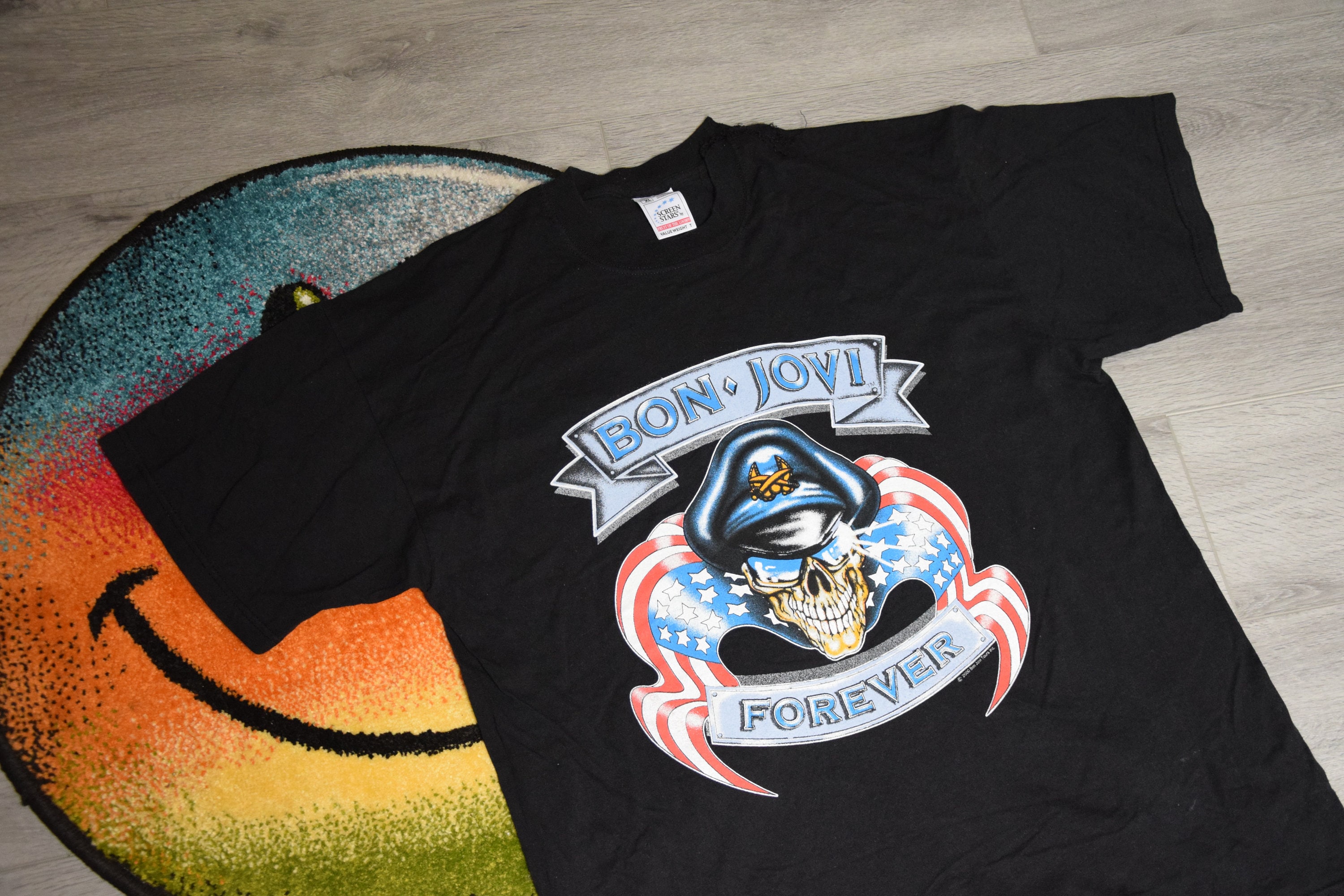Vintage Bon Jovi Shirt Size X Large Vtg Black Rock Band Tee Sz XL 