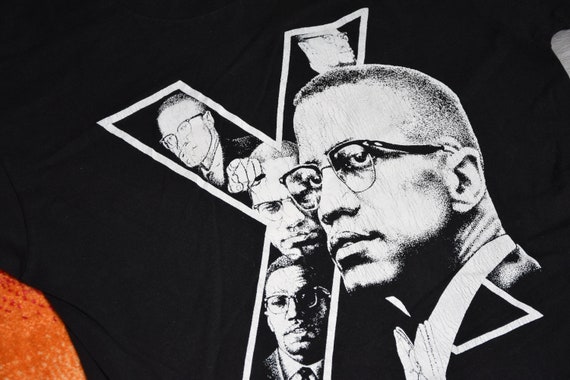 90s vintage Malcolm X shirt Size Large vtg black … - image 5