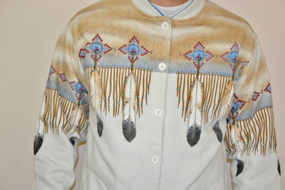 90s vintage Indian Shaman button sweatshirt Size … - image 4