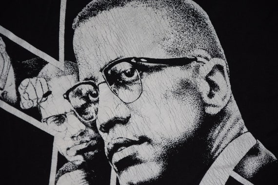 90s vintage Malcolm X shirt Size Large vtg black … - image 6