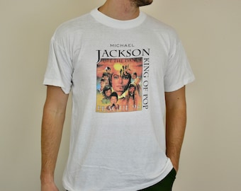 90s Vintage Michael Jackson Shirt Size Large Vtg White World Tour