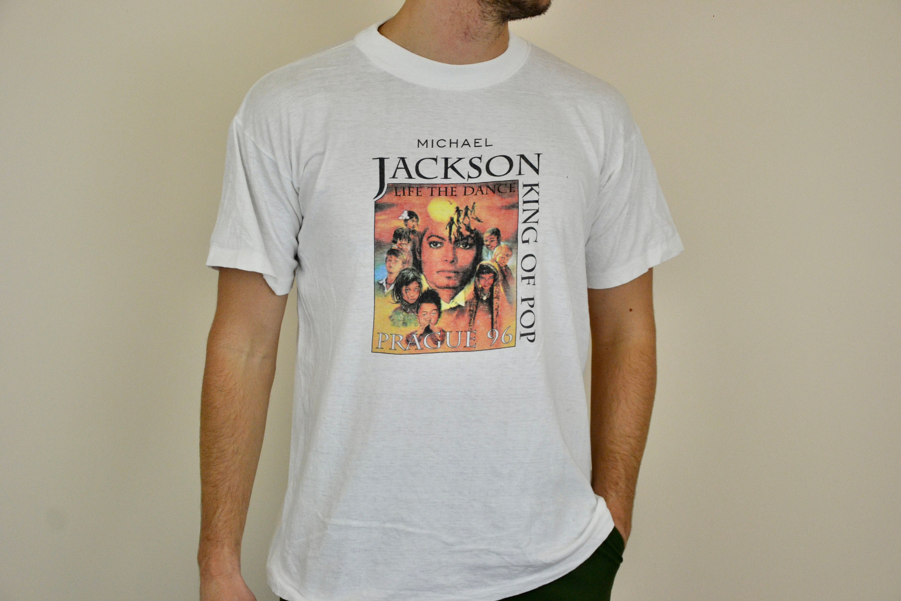 90s Vintage Michael Jackson Shirt Size Large Vtg White World Tour