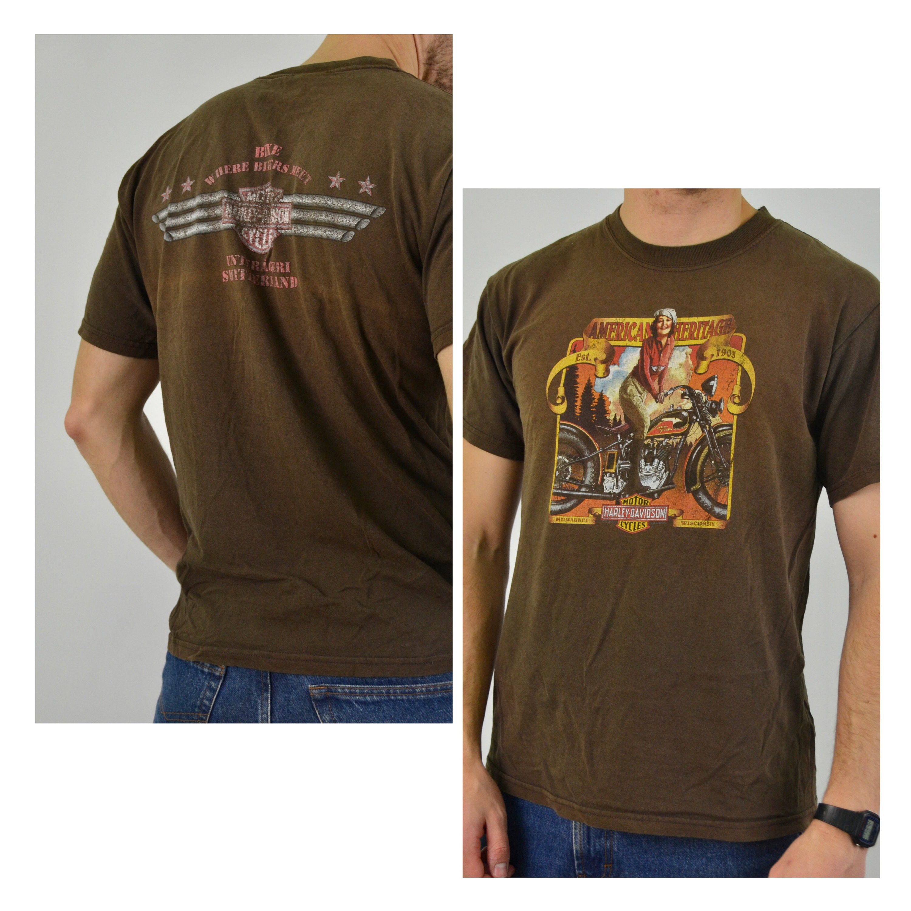 【90s】Harley Davidson big T-shirt old 90s Harley Davidson Forged Steel Graphic T-Shirt - Large
