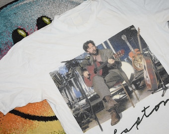 Maglietta vintage anni '90 di Eric Clapton, taglia X-Large, maglietta vintage bianca con scritta rock band, taglia XL