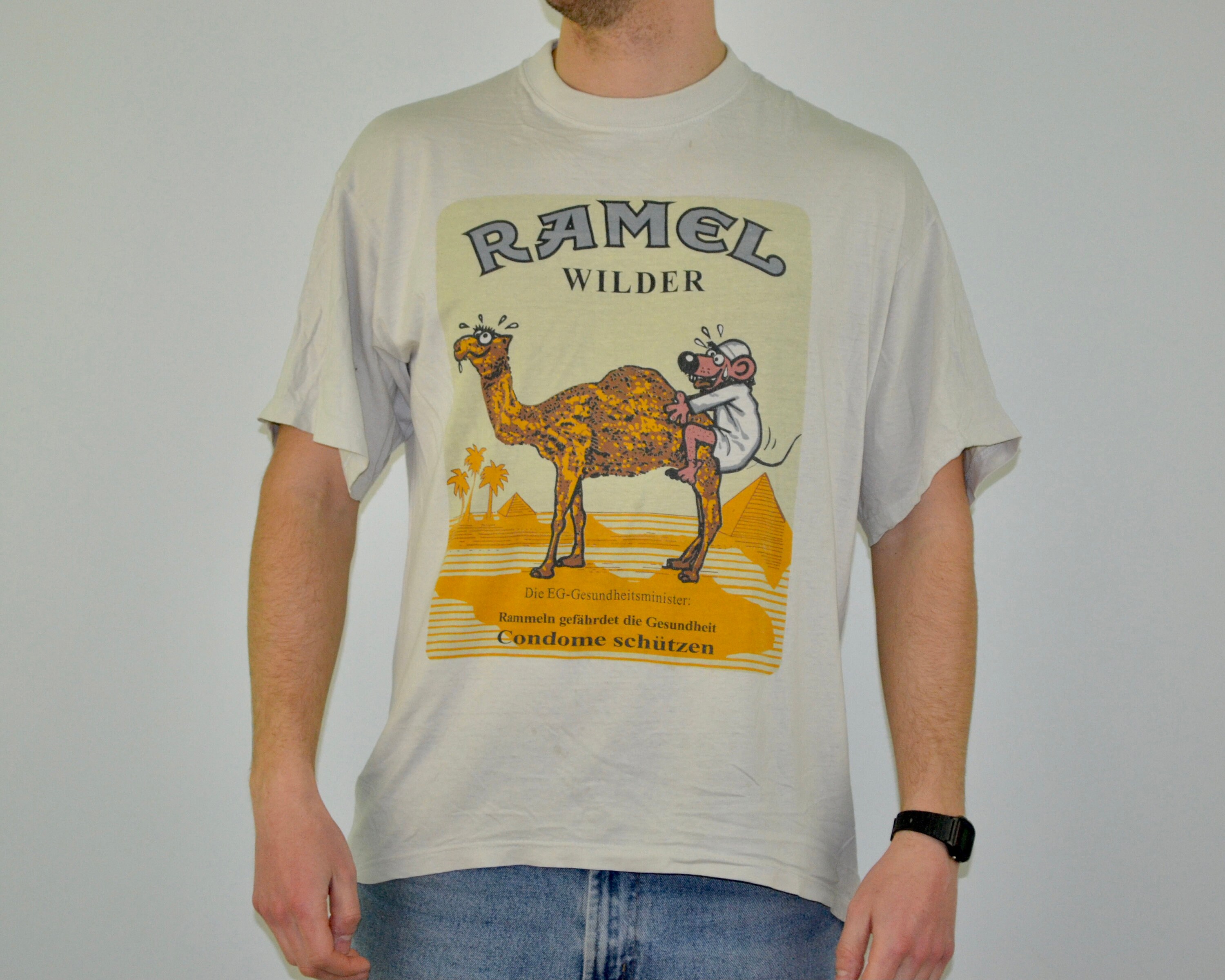 90s Vintage Love Camel Shirt Size XL White Ramel Condom - Etsy