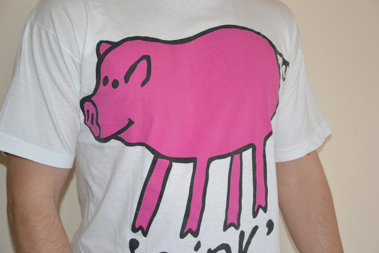 90s vintage Funny Pig shirt Size XL vtg white vegan tee Etsy