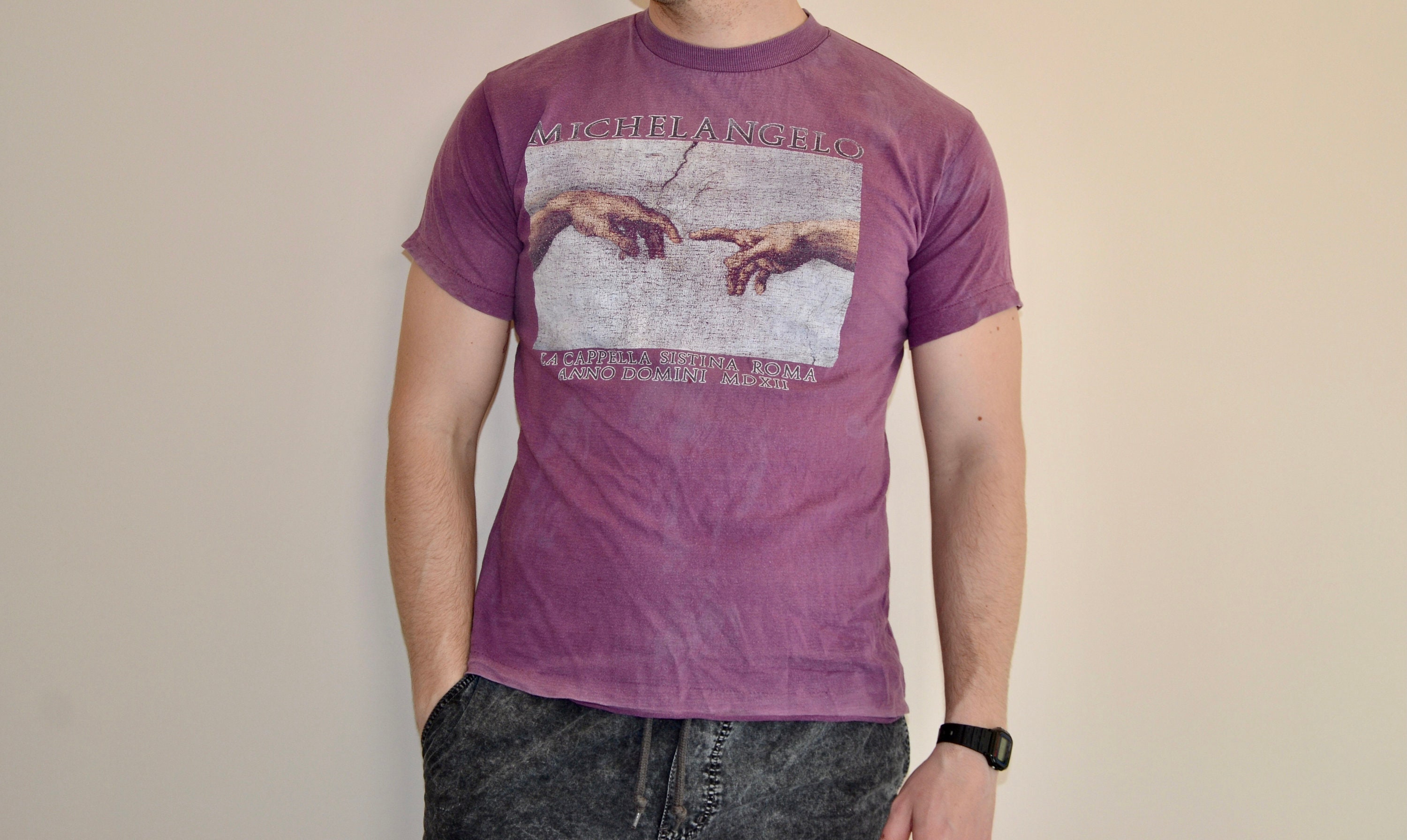 90s Vintage Michelangelo Shirt Size Medium Vtg Faded - Etsy