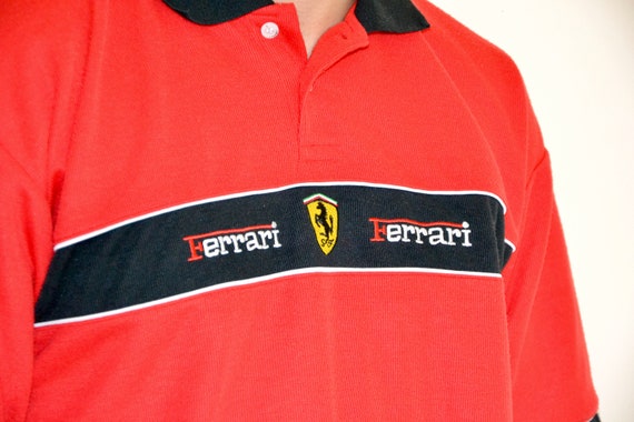90s vintage Ferrari polo Size XX Large vtg Red F1… - image 2