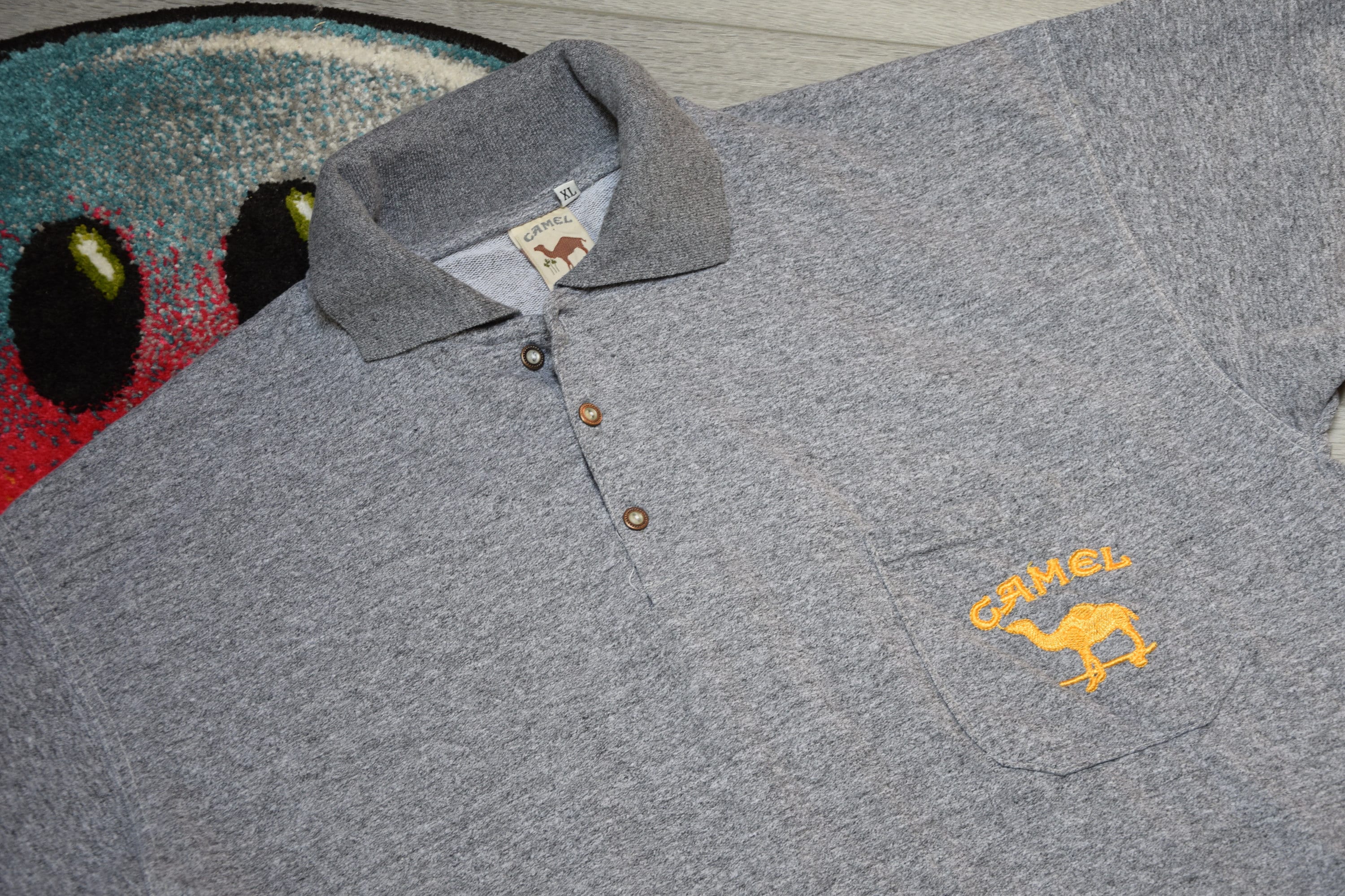 90s Vintage Camel Polo Shirt Size X Large Vtg Gray Cigarette Promo