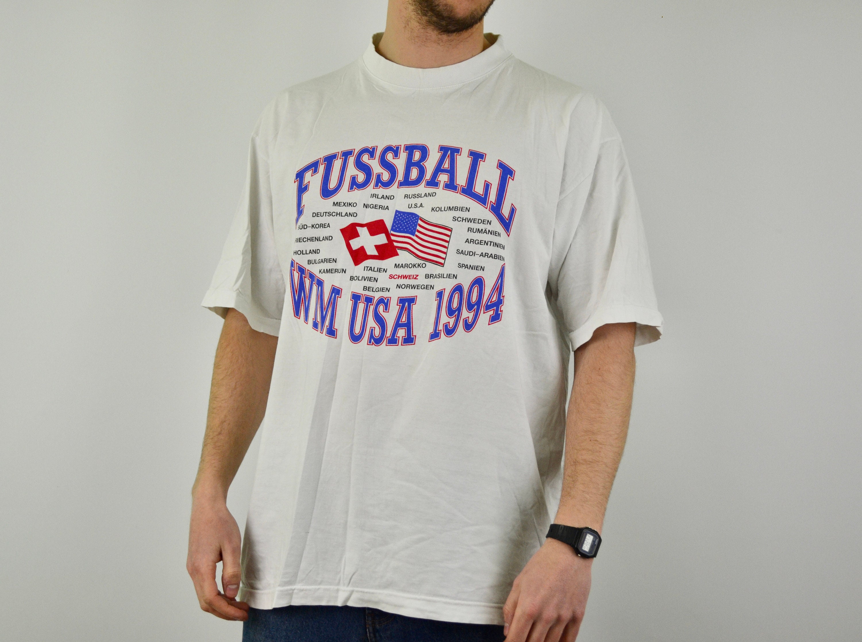 90s Vintage World Cup 94 Shirt Size XL Vtg White Swiss USA Soccer