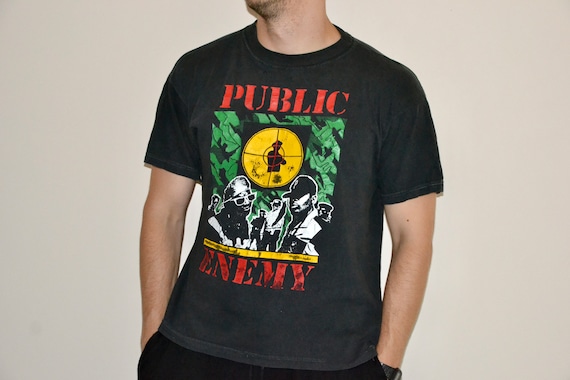PUBLIC ENEMY 半袖Tシャツ HIP HOP 90年代　古着 90s Vintage Public Enemy Shirt Size Large Vtg Distressed Black Rap