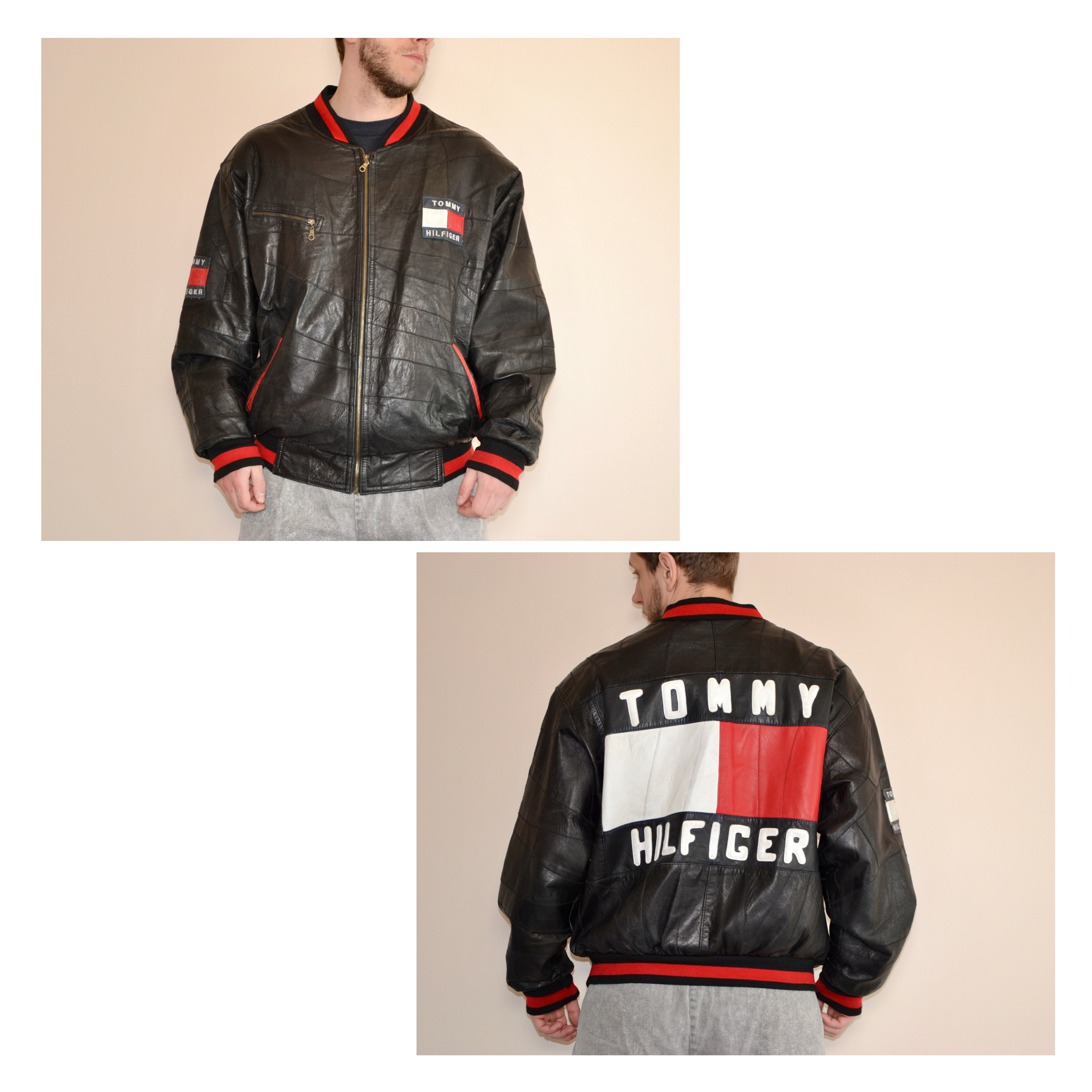 Tommy Jeans REV MONOGRAM BOMBER Black - ANCIENT WHITE / BLACK